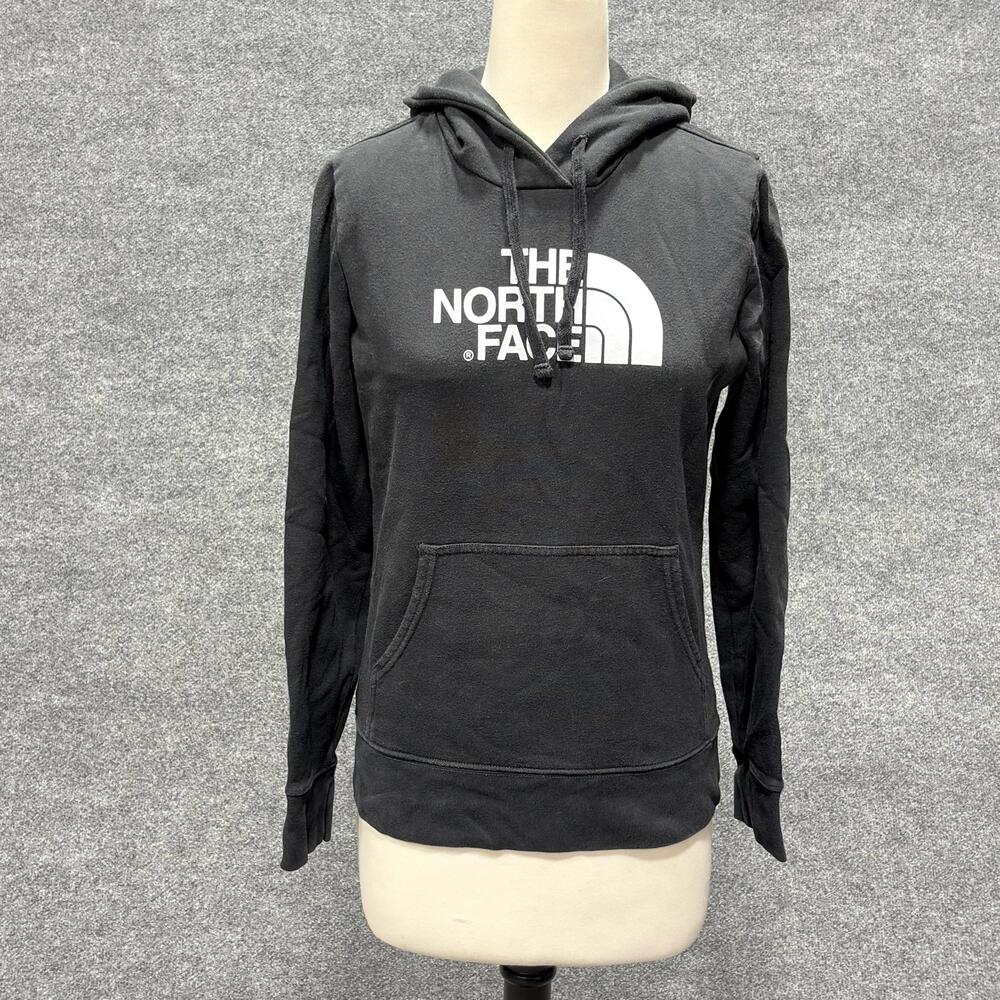 The North Face Hoodie Womens Small Black Pullover Fleece Logo Kangaroo Pocket